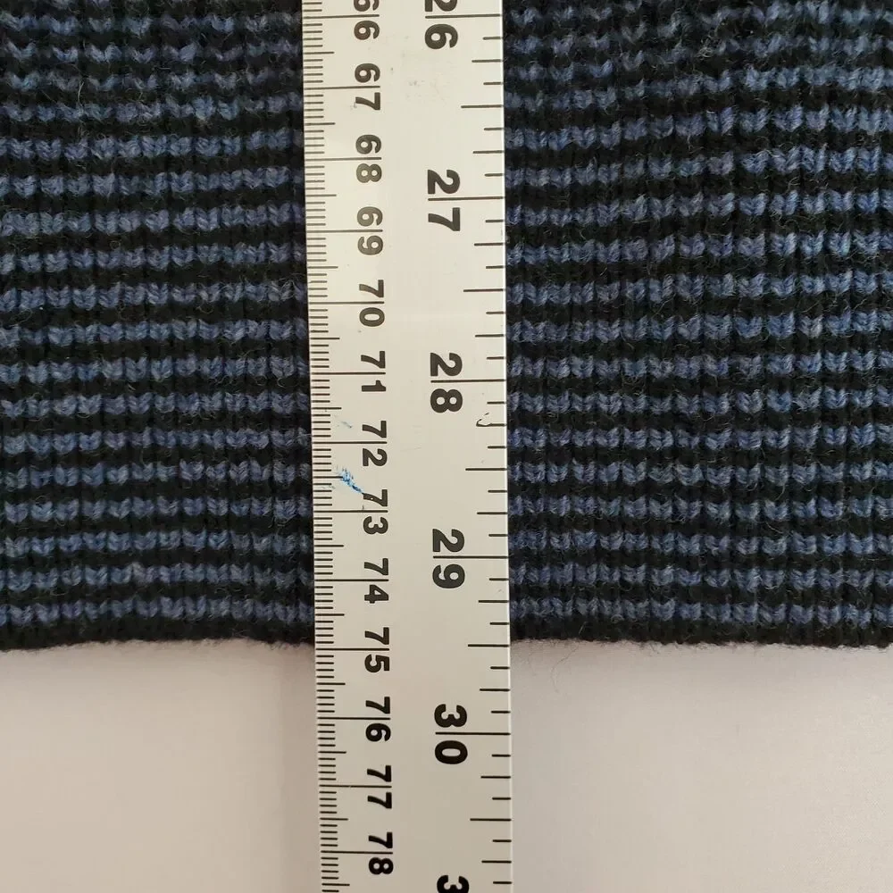 Banana Republic Men Sweater LG Recycled Italian Wool Blend Soft Variegated Navy